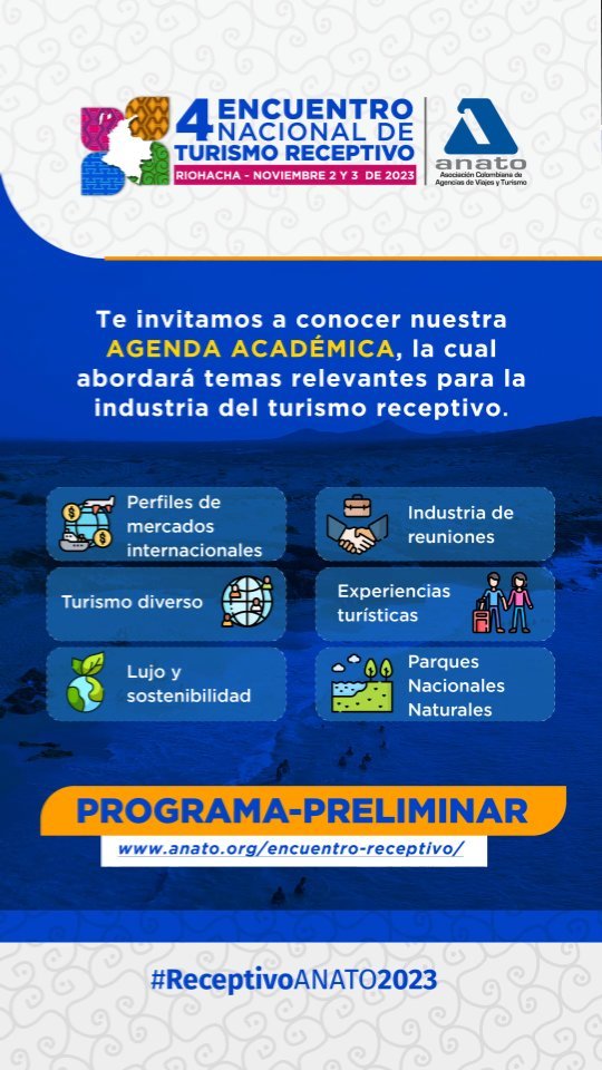 #ReceptivoANATO2023 | Empresario del sector turístico, conoce la agenda académica preliminar, enfocada en temáticas relevantes del turismo receptivo. 

Visita: https://www.anato.org/encuentro-receptivo/